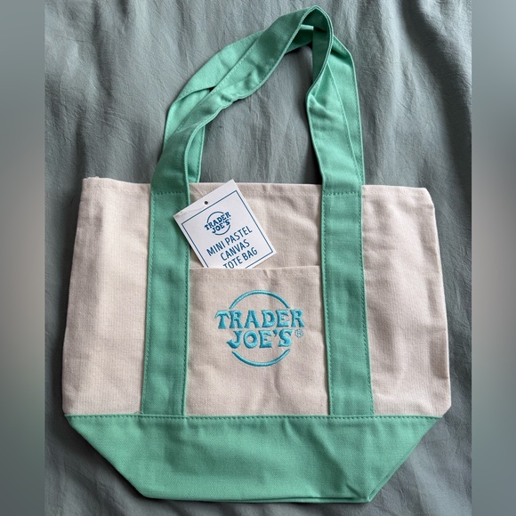 Trader Joe'S Handbags - Trader Joe’s Easter Bag Green Mini Canvas Tote Bag - Easter Collection